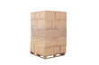 © ekkaluck - Brown boxes on wood pallet, white background with clipping path