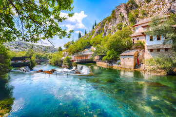 Dervish monastery or tekke at the Buna River spring in the town of Blagaj