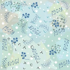  Winter Seamless Pattern with berries on subtle background