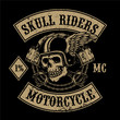 flying skull with pistons for motorcycle club logo