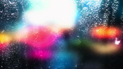 abstract lights with rainy weather