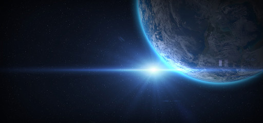 planet earth and sun.