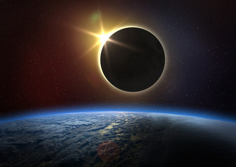 Wall Mural - earth and solar eclipse.