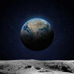Wall Mural - moon surface and earth.