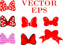 Set Of Bows. Colored Bow Set. Vector Illustration
