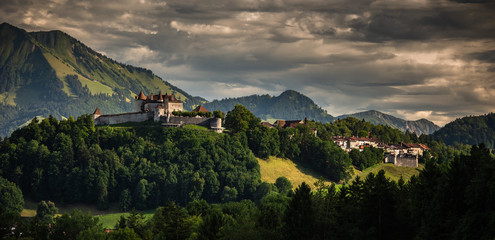 Wall Mural - The medieval village of Gruyeres, Switzerland