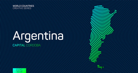 Wall Mural - abstract map of argentina with circle lines