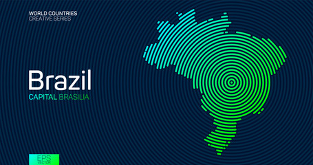Wall Mural - abstract map of brazil with circle lines