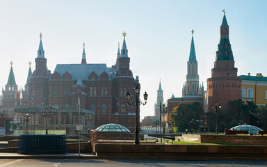 Wall Mural - State Historical Museum and the Kremlin Towers on the Red Square in Moscow city in Russia in the morning.