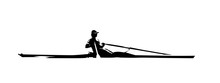 Rowing, Isolated Vector Silhouette, Ink Drawing