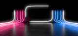 Fototapeta Perspektywa 3d - Beautiful composition of colored neon lights on a black background. 3d rendering image.