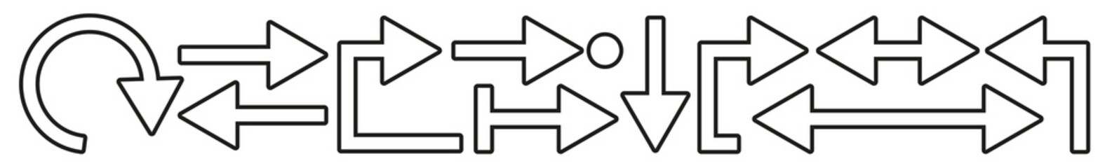 Wall Mural - arrow icon line black | arrows | infographic illustration | direction shape symbol | pointer logo | 