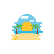 © djvstock - Isolated beach with palm trees vector design