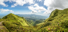 Mount Pelee Green Volcano Hillside Panorama, Martinique,  French Overseas Department