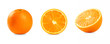 Leinwandbild Motiv Fresh oranges  with half isolated on white background
