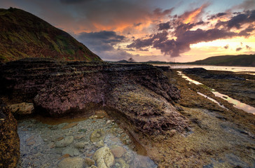 Scenic view of amazing tropical beach. Nature composition and vibrant colors.