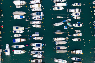 Canvas Print - Aerial view of Aberdeen Typhoon Shelters and Ap Lei Chau, Hong Kong