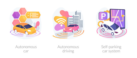 Wall Mural - futuristic driverless automobiles. smart vehicles digital software. autonomous car, autonomous drivi