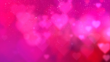 Fototapete - Happy Valentine theme decoration motion particles animation with drop down graphic icons associated with Valentine theme background