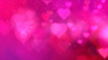 Fototapete - Happy Valentine theme decoration motion particles animation with drop down graphic icons associated with Valentine theme background