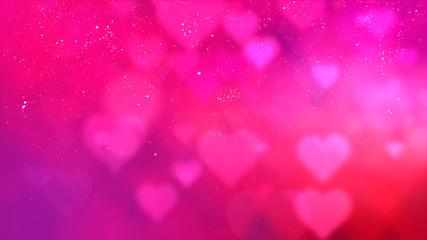 Fototapete - Happy Valentine theme decoration motion particles animation with drop down graphic icons associated with Valentine theme background