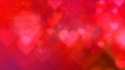 Fototapete - Happy Valentine theme decoration motion particles animation with drop down graphic icons associated with Valentine theme background