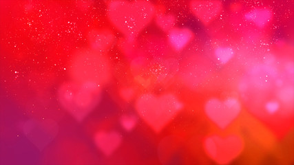 Fototapete - Happy Valentine theme decoration motion particles animation with drop down graphic icons associated with Valentine theme background