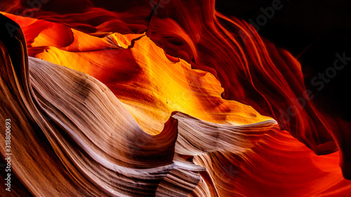 Cuadros en Lienzo The smooth curved Red Navajo Sandstone walls of the Upper Antelope Canyon, one o