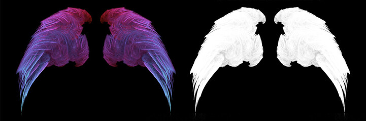 Wall Mural - abstract fairy angel wings with white clipping mask