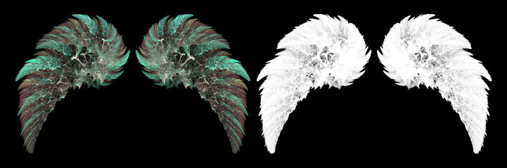 Wall Mural - fantasy fairy angel wings with white clipping mask