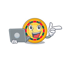 Sticker - Smart character of roulette working with laptop