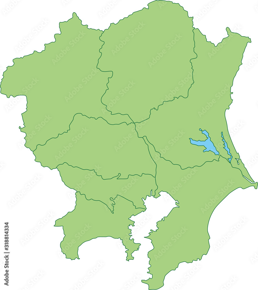 関東地方の地図 都道府県ごとに色を変えられます Country Wall Mural Count しらたまあんこ