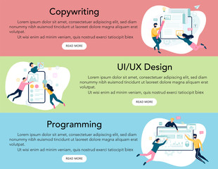 Modern web business service advert banner or website header.