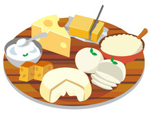 北海道　チーズ　バター　牛乳　イラスト