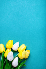 Wall Mural - background of spring flowers for card for the holiday. women's day. selective focus. vertical. top v