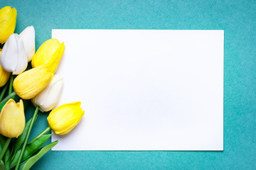 Wall Mural - background of spring flowers for card for the holiday. women's day. selective focus. horizontal. top