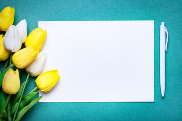 Wall Mural - background of spring flowers for card for the holiday. women's day. selective focus. horizontal. top