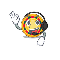 Canvas Print - Smiley roulette cartoon character design wearing headphone