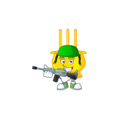 Sticker - Chinese gold incense carton character in an Army uniform with machine gun