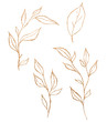 Golden Christmas pattern with branches and berries. Foil texture. Hand drawn winter design.