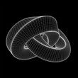 © newb1 - Mobius strip ring knot sacred geometry. Spatial figure with upturned surfaces. Optical illusion with dual circular contour. Wireframe low poly mesh vector illustration.