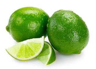 Wall Mural - Fresh lime on white background