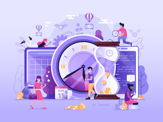 Wall Mural - Time is Money Business Concept in Flat
