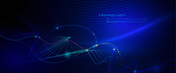 Wall Mural - vector illustration smooth lines in dark blue color background. hi tech digital technology concept. 