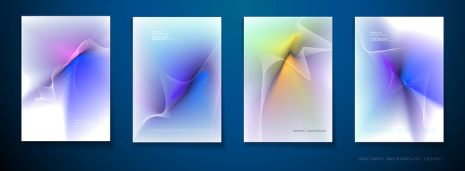 Wall Mural - vector set of illustration abstract wavy, wave, line and blurred gradient mesh in white color backgr
