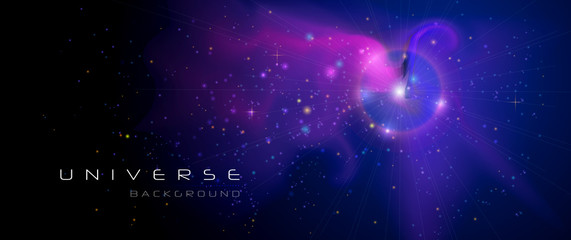 vector abstract of cosmos. illustration night sky, cosmic galaxy background with nebula, stardust an