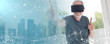 © thodonal - Man using a virtual reality headset; panoramic banner