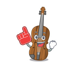 Sticker - Violin mascot cartoon style holding a Foam finger