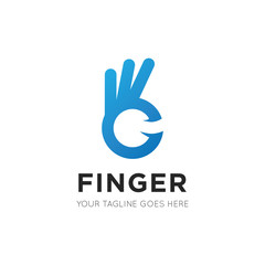 Poster - good finger logo, ok with finger icon vector illustration design template