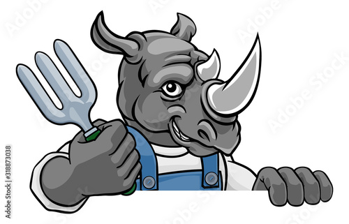 A rhino gardener cartoon ga...